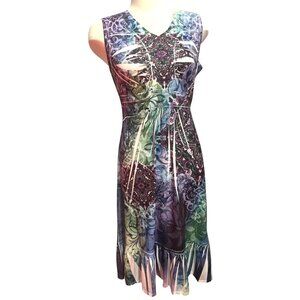 Closet Full Tribal Maxi Dress Sz Small Soft Sleeveless Slinky Knee Length Dress